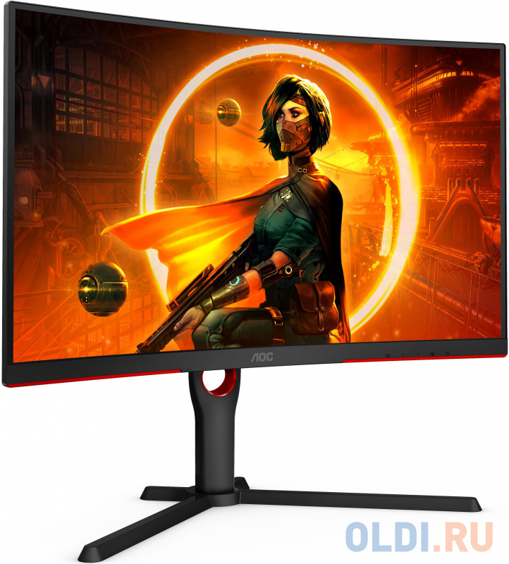 МОНИТОР 27" AOC C27G3U Black-Red (VA, изогнутый, 1920x1080, 165Hz, 1 ms, 178°/178°, 250 cd/m, 80M:1, +2xHDMI 1.4