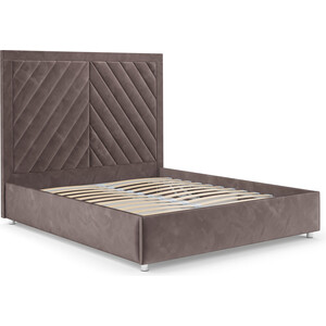 Кровать Mebel Ars Мишель 160 см (бархат серо-шоколадный STAR VELVET 60 COFFEE)
