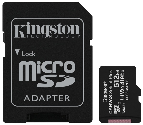 Карта памяти Kingston Canvas 512Gb Select Plus SDXC UHS-I U3 V30 (100/85 Mb/s) в Москвe