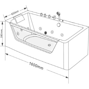 Акриловая ванна Grossman 160х85 с гидромассажем (GR-16085-1)