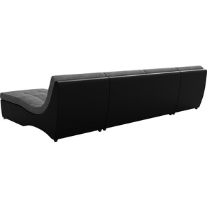 Угловой модульный диван АртМебель Монреаль рогожка серый экокожа черный