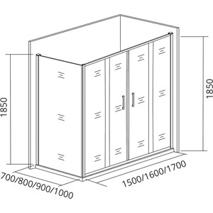 Душевой уголок Good Door Latte WTW-TD+SP+SP 170х100 матовый Grape, хром матовый