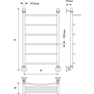 Полотенцесушитель водяной ZOX Дуга ЛЦ 50x80 с полкой (4620031448419)