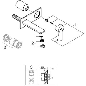 Смеситель для раковины Grohe Lineare New с механизмом (19409001, 23571000)