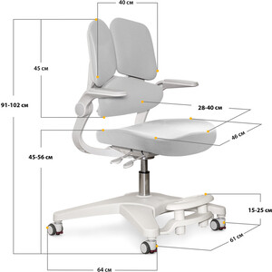 Детское кресло ErgoKids Trinity Grey (арт. Y-617 G) обивка серая однотонная