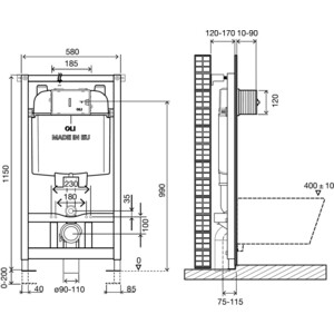 Инсталляция для унитаза OLI 74 Plus Sanitarblock механическая (601801)