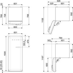 Холодильник Smeg FAB28LBL5