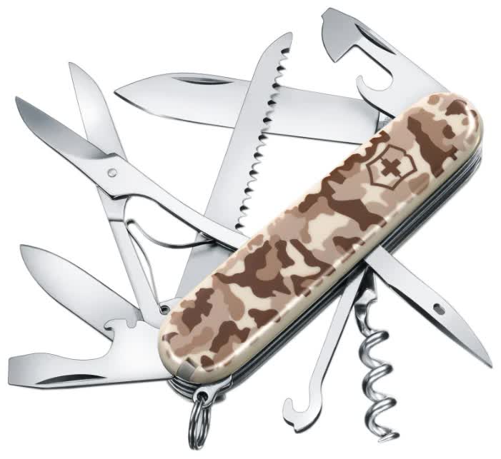 Нож Victorinox Huntsman, 91 мм, 15 функций, бежевый камуфляжный