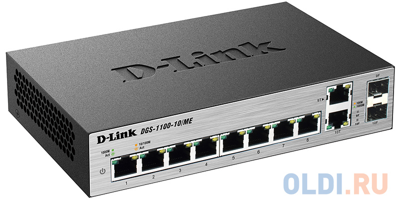 Коммутатор D-Link DGS-1100-10/ME/A2A Управляемый коммутатор 2-го уровня с 8 портами 10/100/1000Base-T и 2 комбо-портами 100/1000Base-T/SFP в Москвe