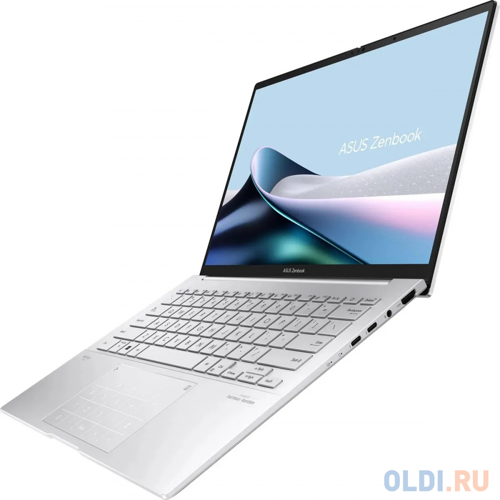 Ноутбук Asus Zenbook 14 OLED UX3405MA-QD988 Core Ultra 5 125H 16Gb SSD512Gb Intel Arc 14" OLED FHD+ (1920x1200) noOS silver WiFi BT Cam Bag (90NB