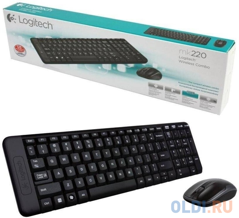 Комплект (клавиатура+мышь) Logitech MK220, USB, беспроводной, черный [920-003161] в Москвe