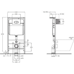 Инсталляция для унитаза BelBagno с клавишей белая глянцевая (BB026, BB042BL)