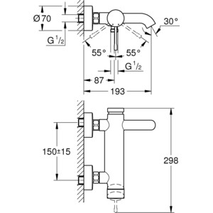 Смеситель для ванны Grohe Essence с душевым гарнитуром, хром (33624001, 27389002)