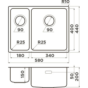 Кухонная мойка Omoikiri Tadzava 58-2-U/IF IN-R нержавеющая сталь (4993773)