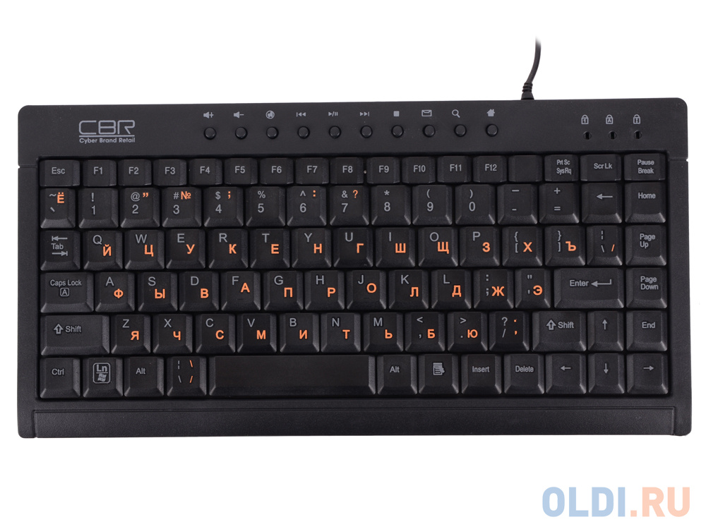 Клавиатура CBR KB 175, мини, металлическое дно, мультимедия, 87 кн. + 10 доп., USB