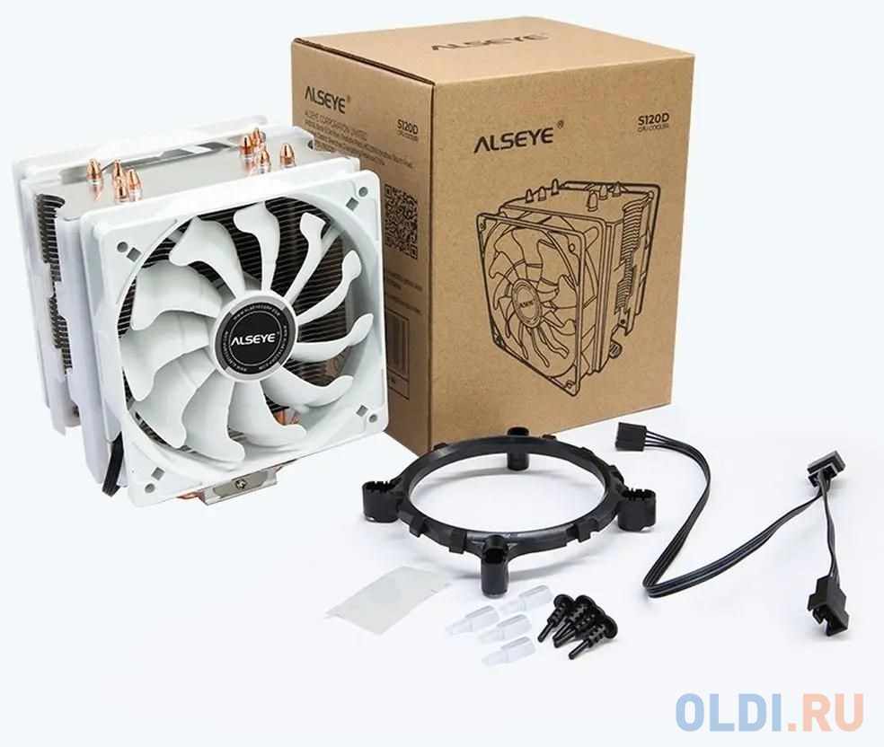 S120D-W Universal, TDP 135W, 2x120FAN, 4 heat pipe, WHITE, PWM, RTL{20} (874265) в Москвe