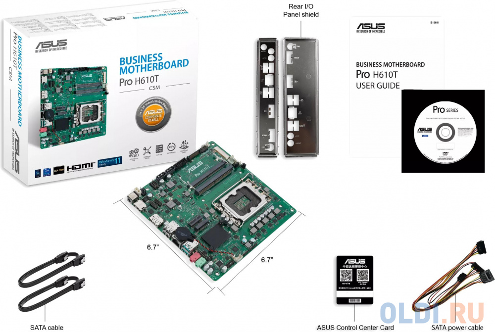 ASUS PRO H610T-CSM, LGA1700, H610, 2*DDR5, DP+HDMI, 2 SATA 6.0, M.2, USB 3.2, USB 2.0,  mITX; 90MB1G60-M0EAYC