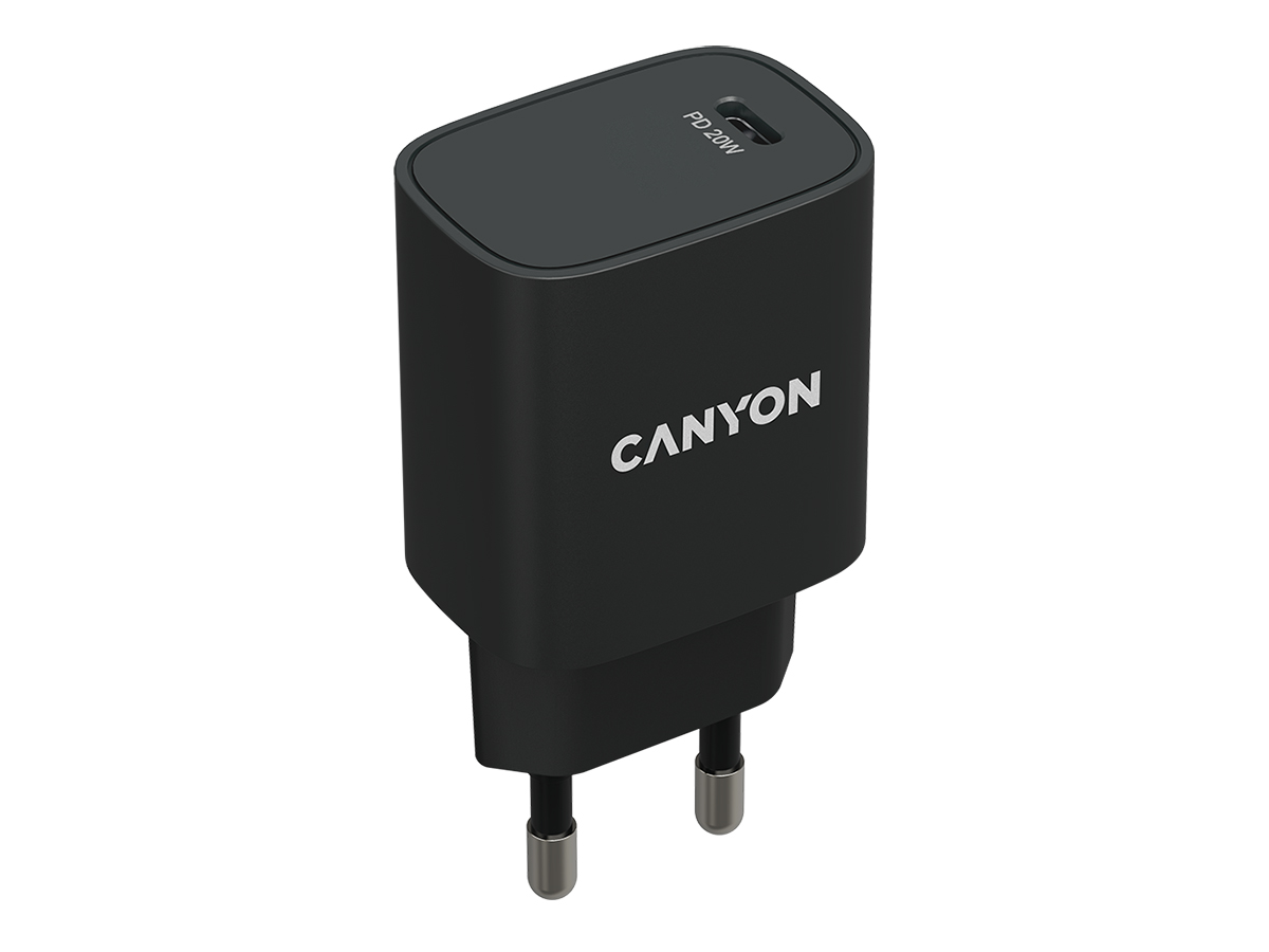 Сетевое зарядное устройство Canyon H20-02, USB Type-C, 20Вт, Черный CNE-CHA20B02