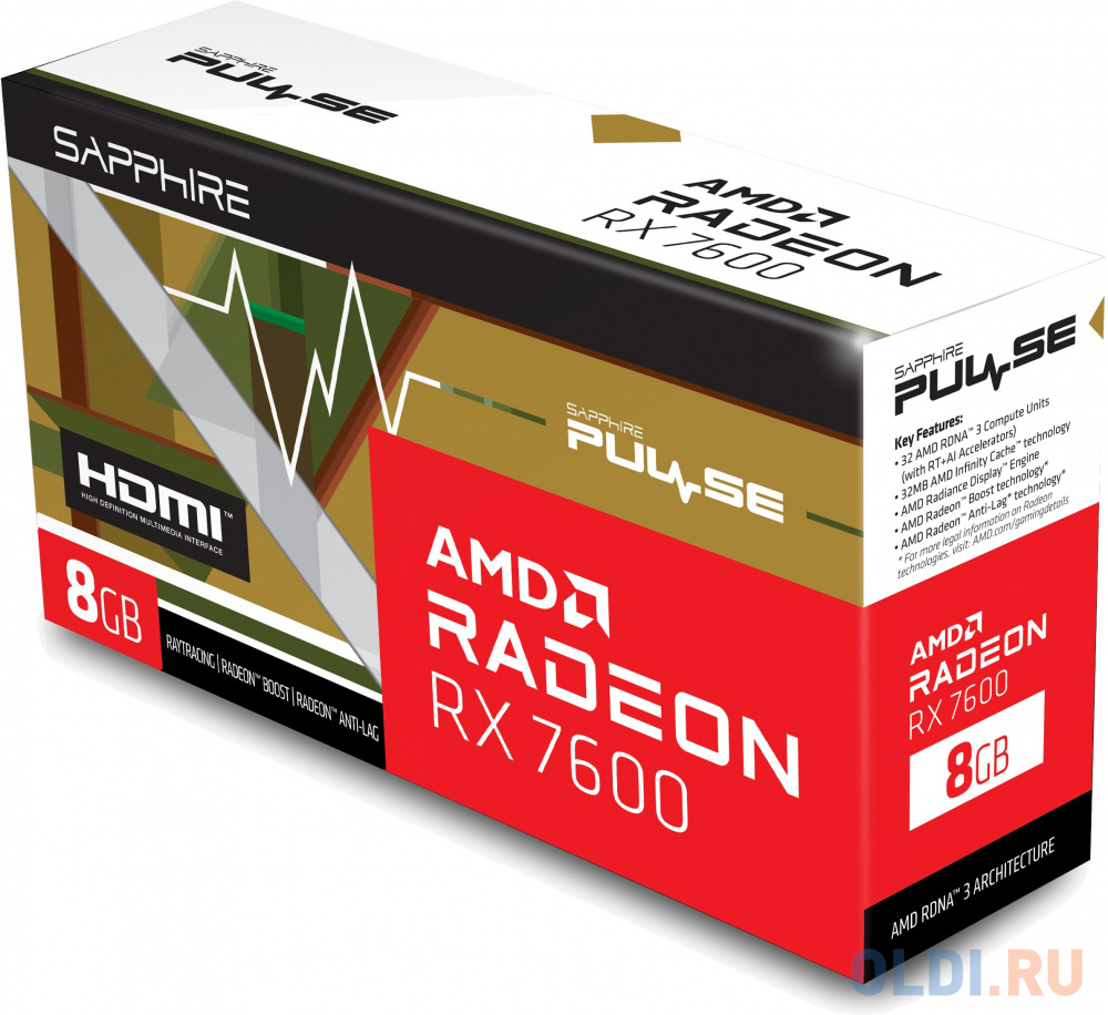 RX7600 PULSE 8GB 128-bit GDDR6 HDMI 3xDP 2FAN RTL