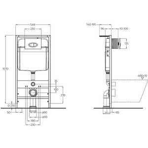 Инсталляция для унитаза BelBagno BB026 с белой глянцевой клавишей (BB026/BB042BL) в Москвe