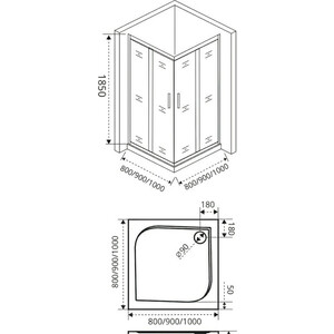 Душевой уголок Good Door Latte CR 80x80 матовый Grape, хром матовый (CR-80-G-WE)