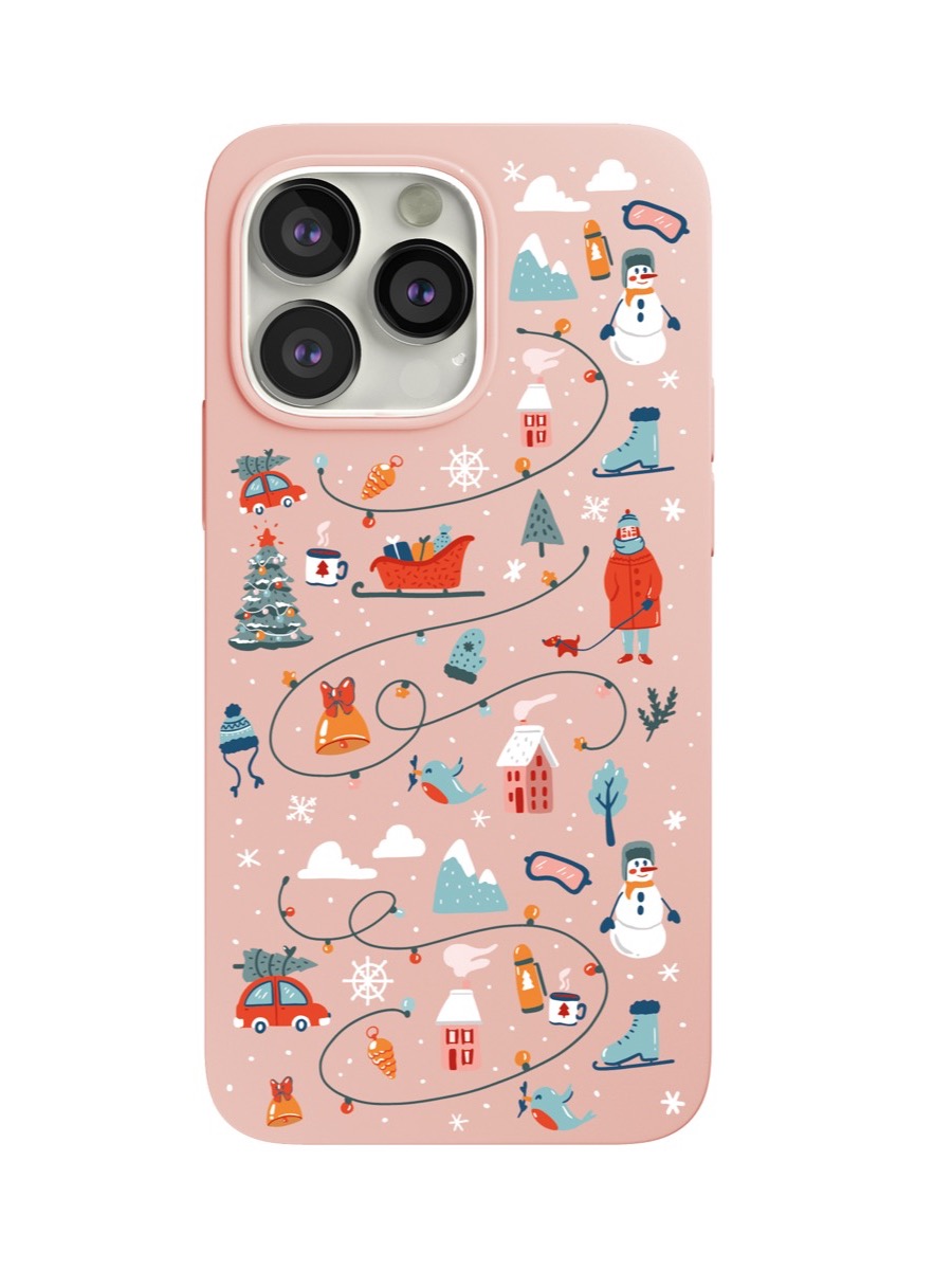 Чехол защитный VLP Art Collection для iPhone 13 Pro, Winter, светло-розовый