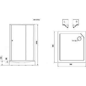 Душевая кабина Grossman GR-171QR 90x90x205 правая