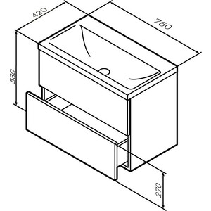 Тумба с раковиной Am.Pm Gem 75 графит (M90FHX07522GM, M90WCC0752WG)