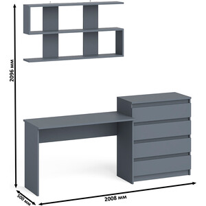 Стол письменный СВК Мори МСП1200.1 + Комод МК800.4 + Полка 1200, цвет графит (1027863) в Москвe