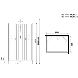 Душевая кабина Niagara NG-43085-14QBKTG 100х80х210-240 в Москвe