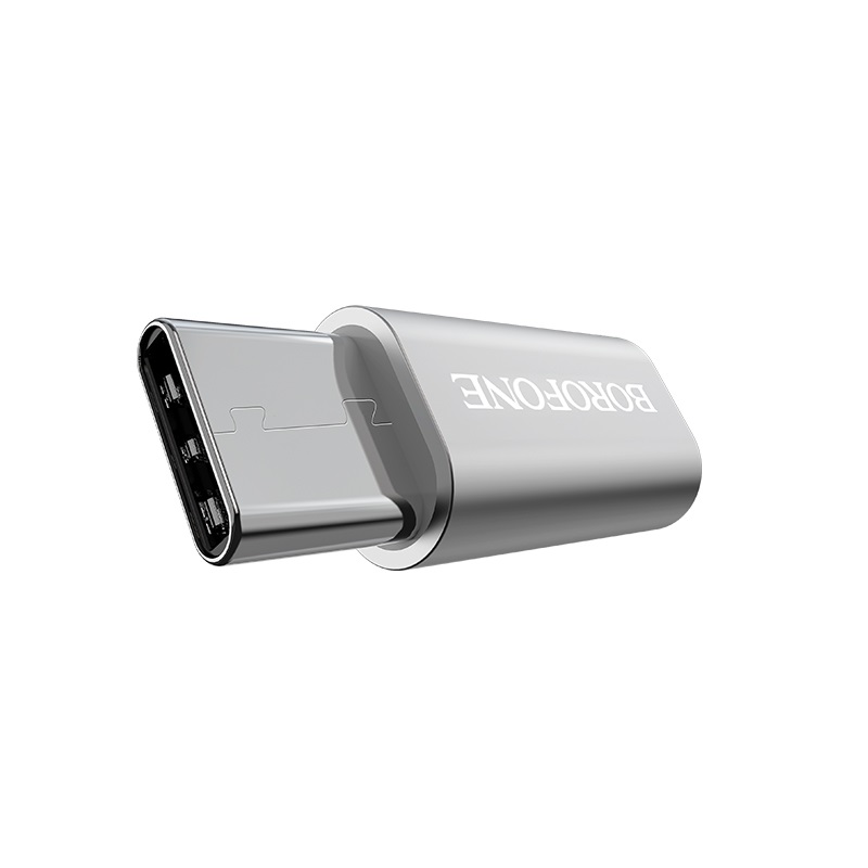 Адаптер-переходник Borofone BV4, Micro USB – Type C серебристый (90335)