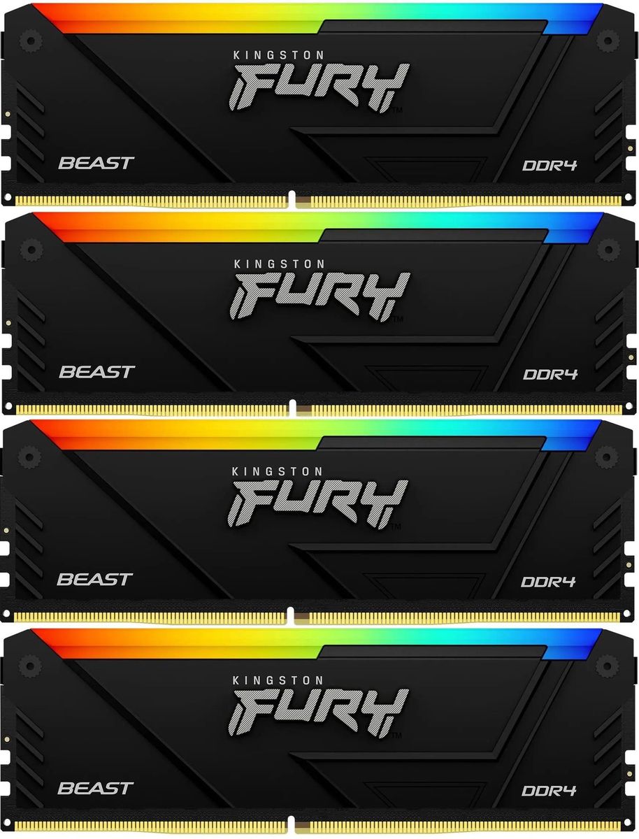 Комплект памяти DDR4 DIMM 32Gb (4x8Gb), 2666MHz, CL16, 1.2V, Kingston FURY Beast Black (KF426C16BB2AK4/32) Retail