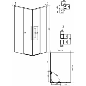 Душевой уголок Grossman Galaxy 120х80 шиншилла, черный матовый (300.K33.01.1280.21.02)