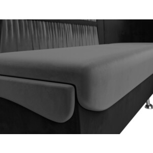 Кухонный угловой диван АртМебель Сидней велюр серый/черный правый угол