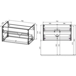 Мебель для ванной Vincea Chiara 80х48 R.Oak, белая раковина