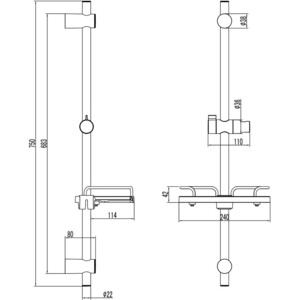 Душевая стойка Lemark Bronx 68 с мыльницей, графит (LM3775GM)