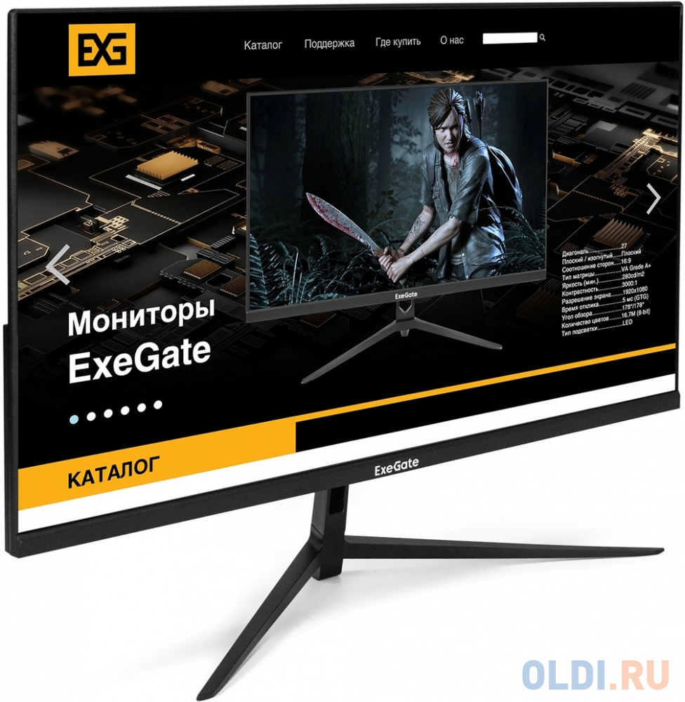 Монитор безрамочный с аудио 27" ExeGate SmartView ES2707A (IPS LED Grade A+, FHD, 1920x1080@75Гц, 16:9, 280cd/m2, 3000:1, 178°/178°, 5ms, Speaker в Москвe