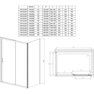 Душевой уголок Vincea Alpha VSR-3AL 130х80 матовый, хром (VSR-3AL8013MT)