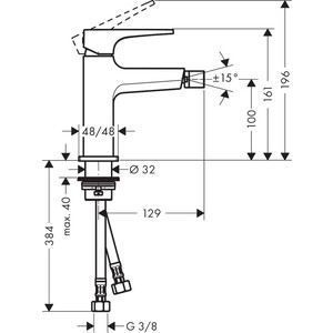 Смеситель для биде Hansgrohe Metropol с донным клапаном, черный матовый (32520670)