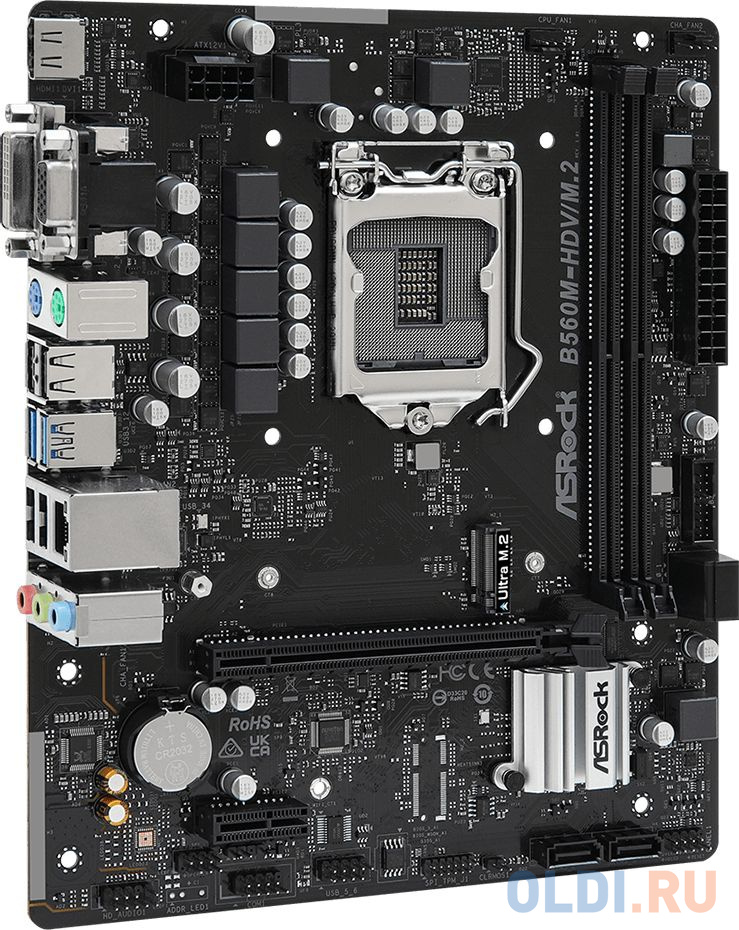 ASROCK B560M-HDV/M.2, LGA1200, B560, 2*DDR4, HDMI+DVI+D-Sub, 4xSATA3 6.0, M.2 Socket,2xUSB 3.2, 4xUSB2.0, mATX; 90-MXBLE0-A0UAYZ