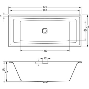 Акриловая ванна Riho Still Square 170x75 с ножками (B100001005, 207093) в Москвe