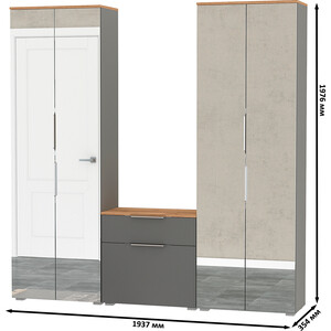 Прихожая Моби Октава 24, цвет серый графит/ дуб золотой/ фасады МДФ серый графит (1027051) в Москвe