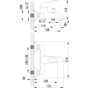 Смеситель для ванны Lemark Omega с душем, хром (LM3102C, LM8063C)