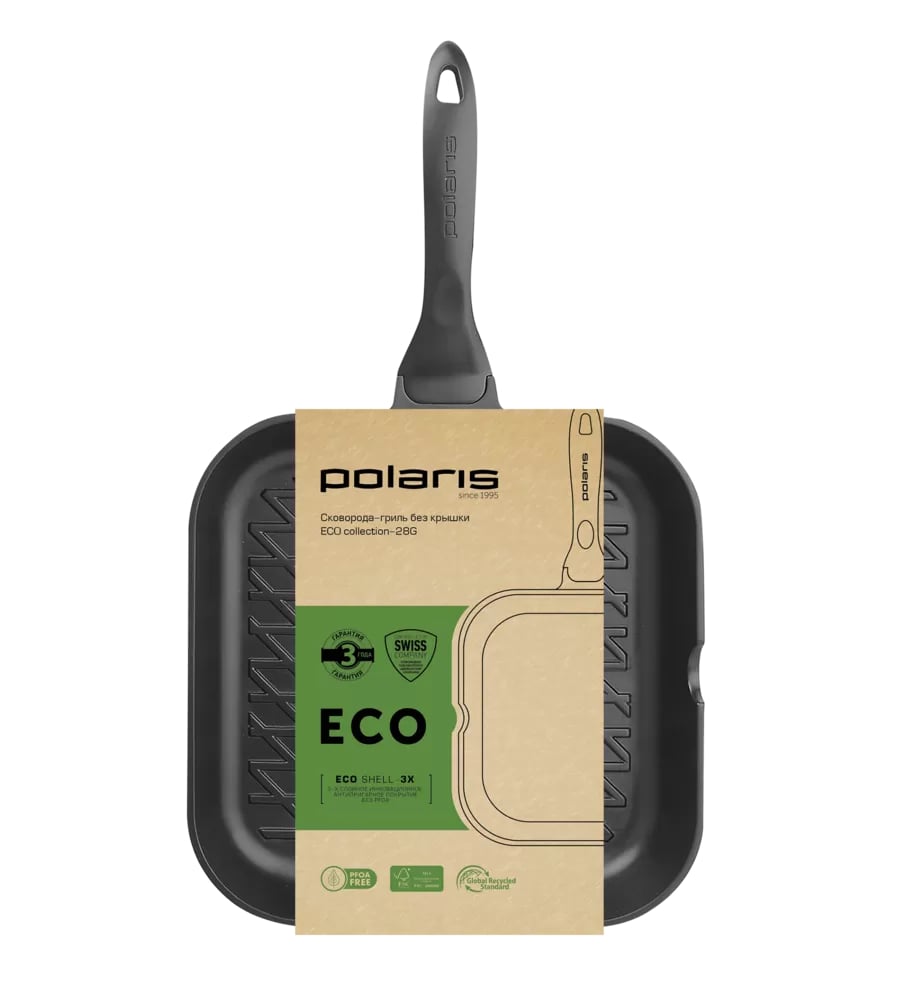 Сковорода гриль Polaris ECO collection-28G без крышки Ø28 см