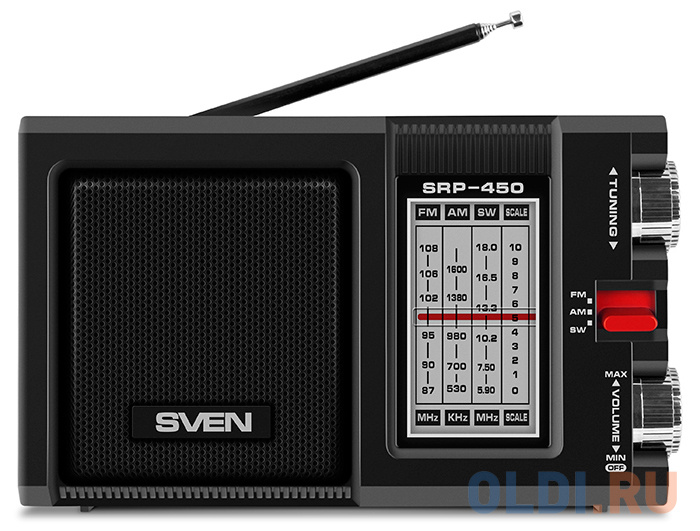 АС SVEN SRP-450, черный (3 Вт, FM/AM/SW)