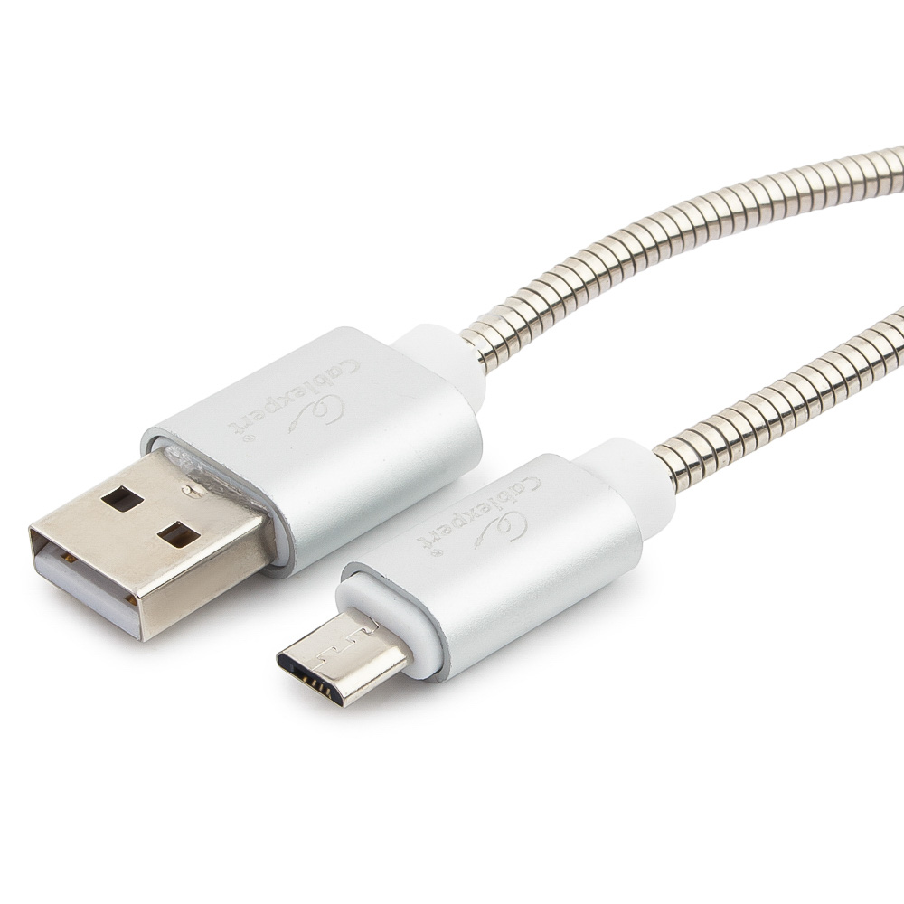 Кабель USB2.0(Am)-micro(BM), Cablexpert, 1.8m, серебристый, серия Gold, блистер (CC-G-mUSB02S-1.8M)