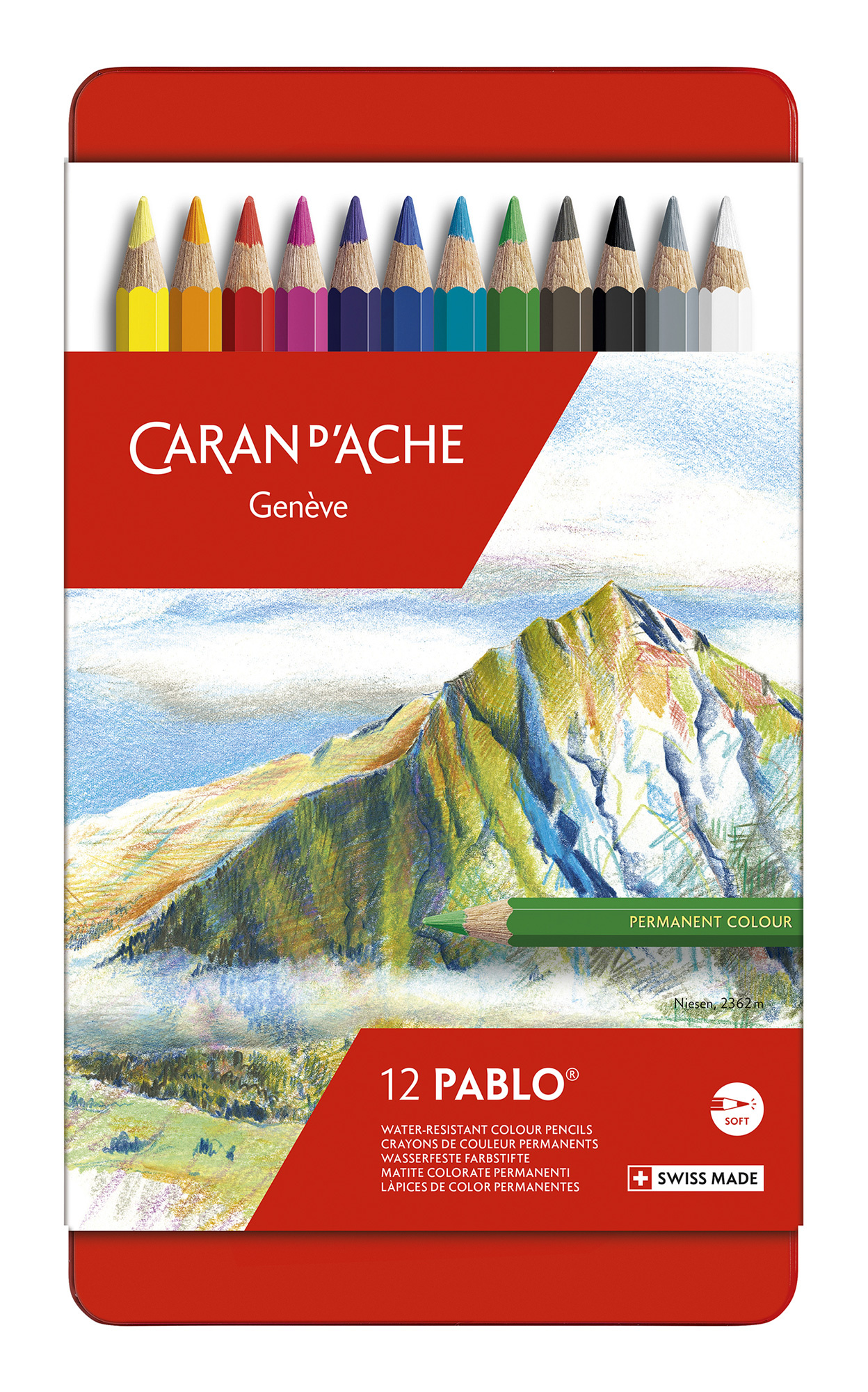 Набор цветных карандашей Carandache Pablo, шестигранные, 12 шт., заточенные (666.312)