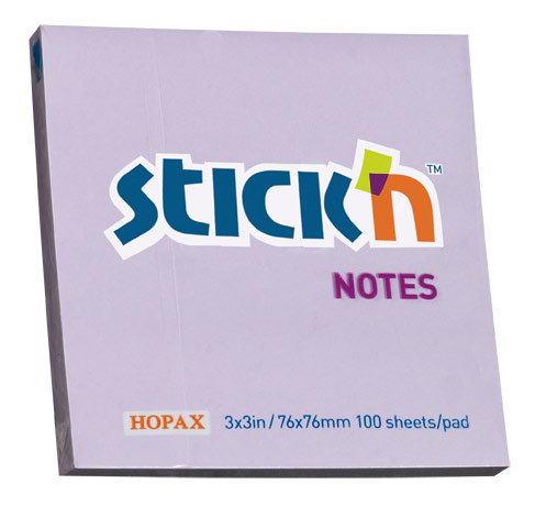 Блок самоклеящийся (стикеры) STICK`N, 100 листов, пастельный, сиреневый (21403)