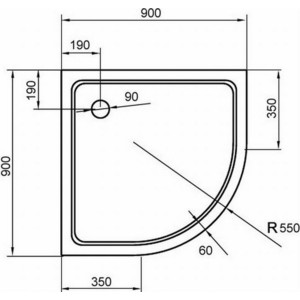 Душевой поддон Cezares Tray A-R 95х95 акриловый (TRAY-A-R-95-550-15-W) в Москвe