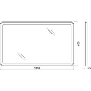 Зеркало BelBagno Spc-Mar 100х60 с подсветкой, кнопочный выключатель (SPC-MAR-1000-600-LED-BTN)